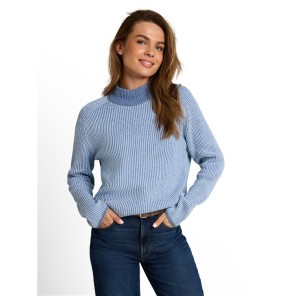 Tom Tailor dames trui ribbel turtlehals 1052050 Blauw
